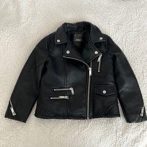 Zara Girls Fauz Leather Moto Jacket, Black, size 5 (110cm)
